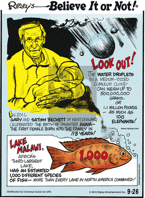 Ripley's Believe It or Not on Saturday September 26, 2015 Comic Strip