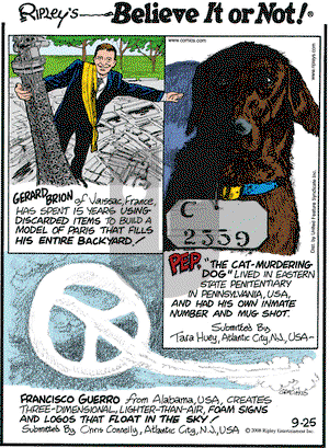 Ripley's Believe It or Not on Sunday September 28, 2008 Comic Strip