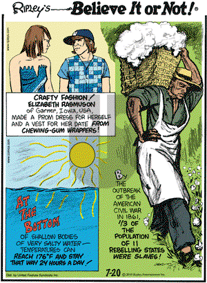 Ripley's Believe It or Not on Tuesday July 20, 2010 Comic Strip