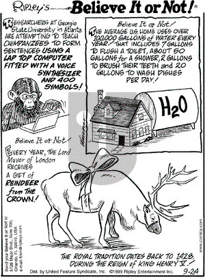 Ripley's Believe It or Not on Friday September 24, 1999 Comic Strip