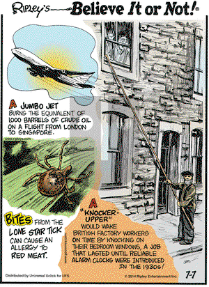 Ripley's Believe It or Not on Monday July 7, 2014 Comic Strip