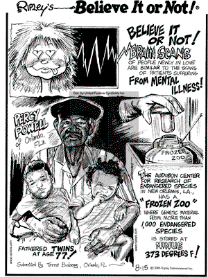 Ripley's Believe It or Not on Monday August 15, 2005 Comic Strip