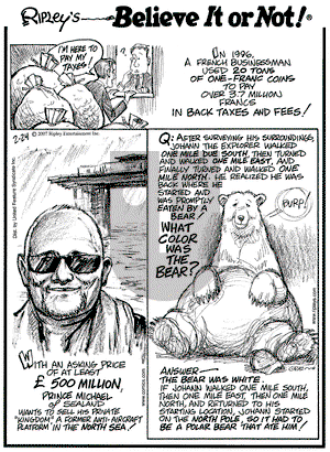 Ripley's Believe It or Not on Saturday February 24, 2007 Comic Strip