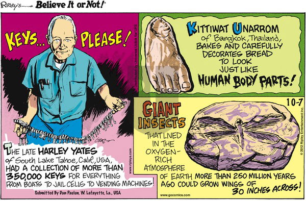Ripley's Believe It or Not on Sunday October 7, 2012 Comic Strip