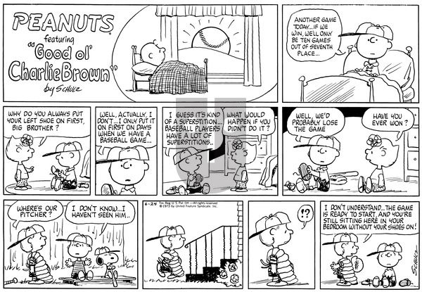 Peanuts on Sunday June 24, 1973 Comic Strip