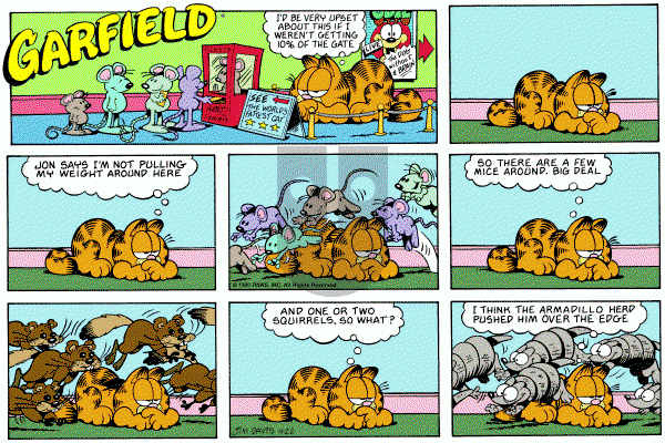 Garfield on Sunday April 22, 1990 Comic Strip
