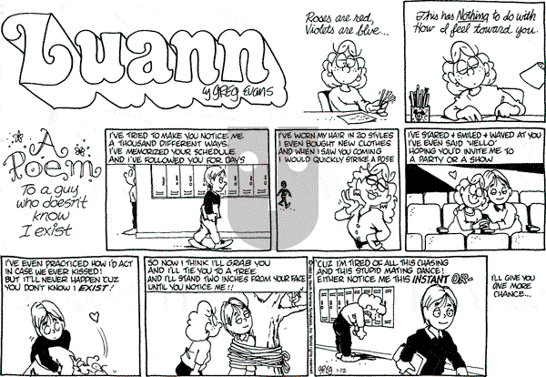 Luann on Sunday January 12, 1992 Comic Strip