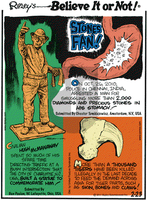 Ripley's Believe It or Not on Wednesday February 23, 2011 Comic Strip