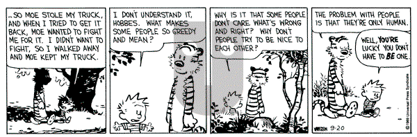Calvin and Hobbes on Wednesday September 20, 1989 Comic Strip