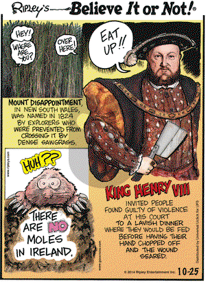 Ripley's Believe It or Not on Saturday October 25, 2014 Comic Strip