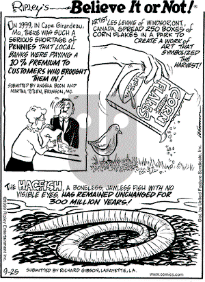Ripley's Believe It or Not on Sunday August 12, 2001 Comic Strip
