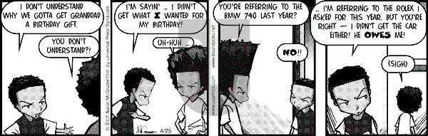 The Boondocks on Wednesday November 26, 2008 Comic Strip