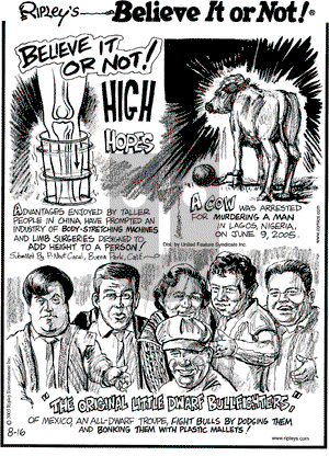 Ripley's Believe It or Not on Tuesday August 16, 2005 Comic Strip