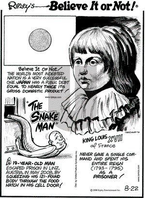 Ripley's Believe It or Not on Friday August 22, 2008 Comic Strip