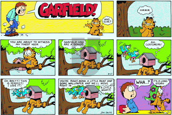 Garfield on Sunday August 21, 1988 Comic Strip