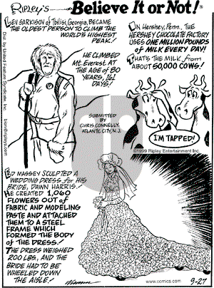 Ripley's Believe It or Not on Monday September 27, 1999 Comic Strip