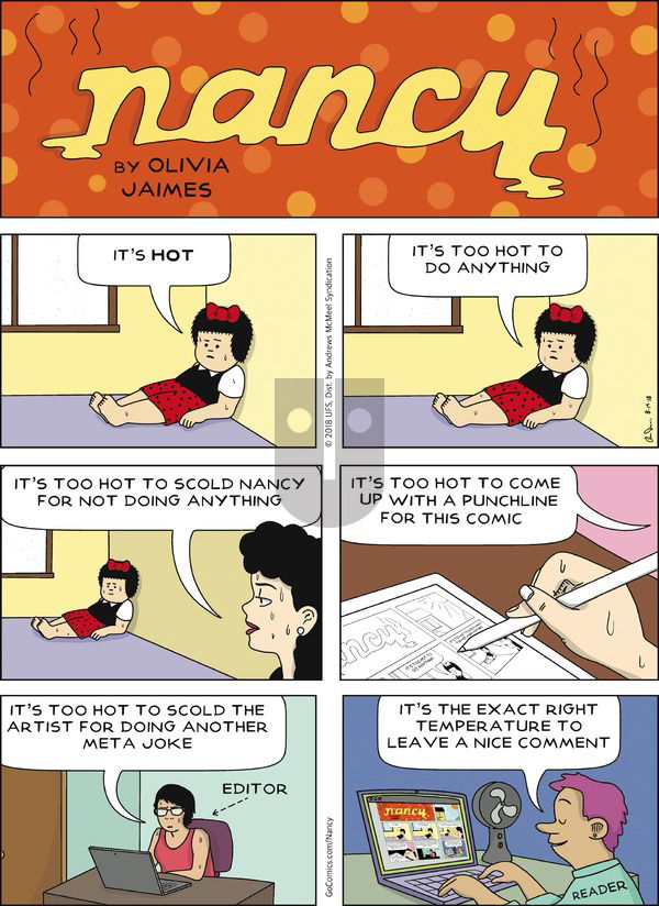 Nancy on Sunday August 19, 2018 Comic Strip