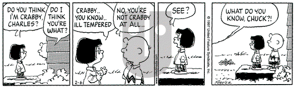 Peanuts on Thursday February 6, 1997 Comic Strip