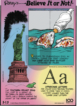 Ripley's Believe It or Not on Wednesday March 13, 2019 Comic Strip