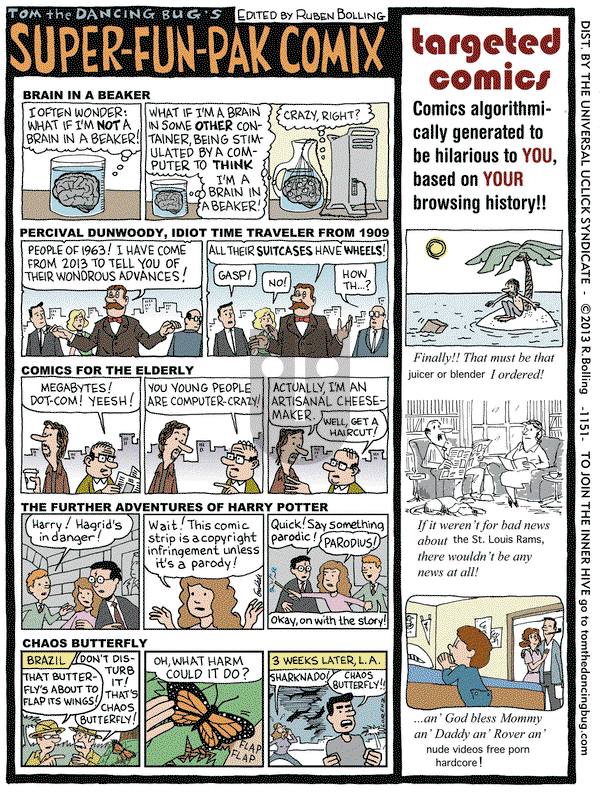 Tom the Dancing Bug on Friday August 16, 2013 Comic Strip