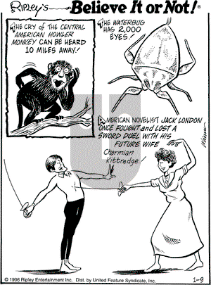 Ripley's Believe It or Not on Tuesday January 9, 1996 Comic Strip