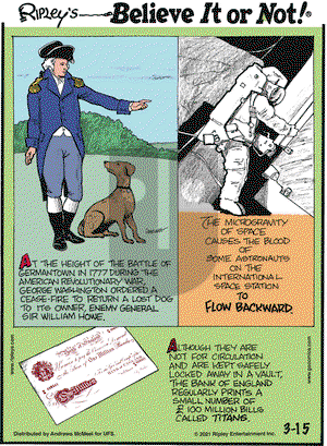 Ripley's Believe It or Not on Monday March 15, 2021 Comic Strip