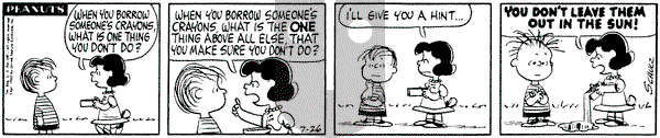 Peanuts on Friday July 26, 1963 Comic Strip
