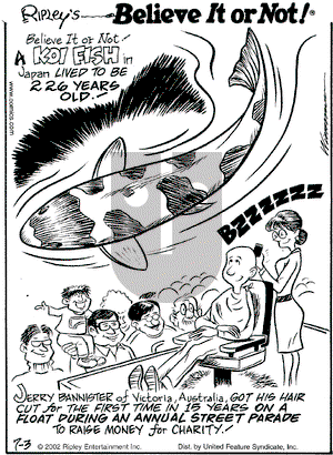 Ripley's Believe It or Not on Wednesday July 3, 2002 Comic Strip