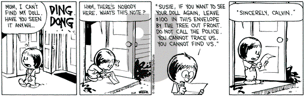 Calvin and Hobbes on Wednesday August 29, 1990 Comic Strip