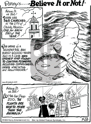 Ripley's Believe It or Not on Tuesday September 28, 1999 Comic Strip