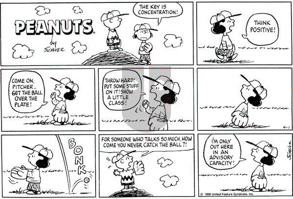 Peanuts - Sunday April 1, 1990 Comic Strip