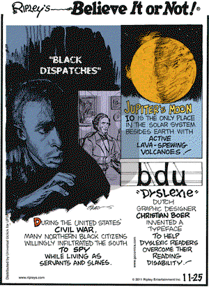 Ripley's Believe It or Not on Friday November 25, 2011 Comic Strip