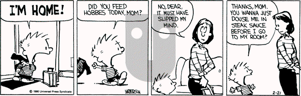 Calvin and Hobbes on Friday February 21, 1986 Comic Strip