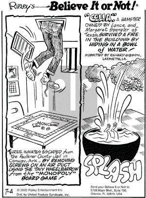 Ripley's Believe It or Not on Thursday July 4, 2002 Comic Strip