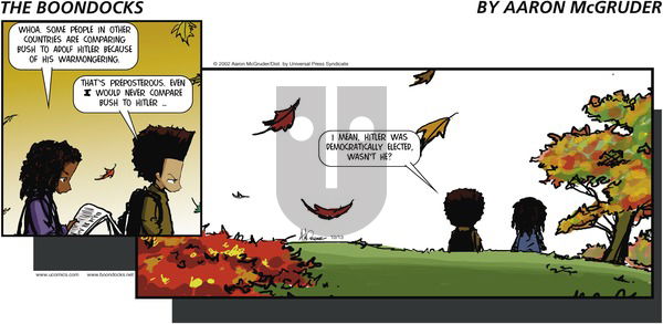 The Boondocks on Sunday October 13, 2002 Comic Strip