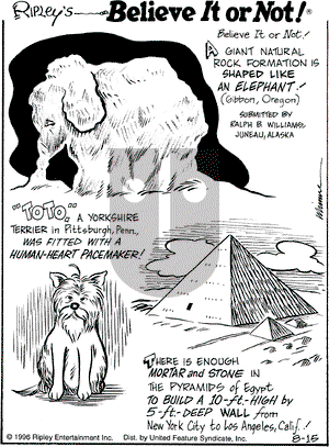 Ripley's Believe It or Not on Thursday August 15, 1996 Comic Strip