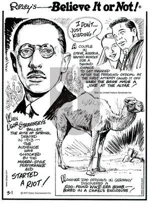 Ripley's Believe It or Not on Thursday March 1, 2007 Comic Strip