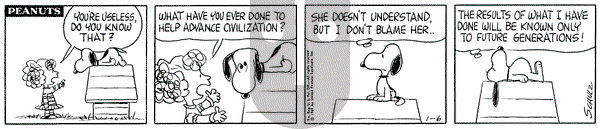 Peanuts on Wednesday January 6, 1965 Comic Strip