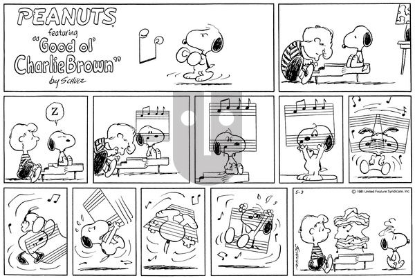 Peanuts on Sunday May 3, 1981 Comic Strip