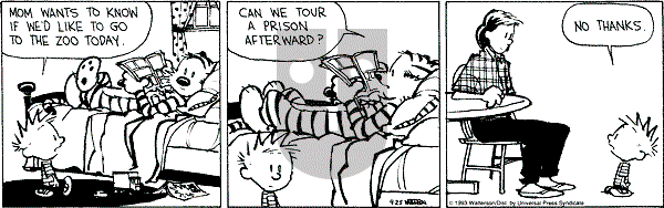 Calvin and Hobbes - Saturday September 25, 1993 Comic Strip