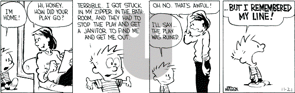 Calvin and Hobbes - Friday November 21, 1986 Comic Strip