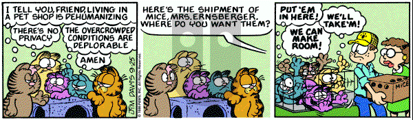 Garfield on Thursday September 25, 1986 Comic Strip