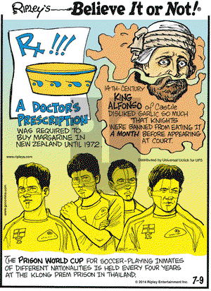 Ripley's Believe It or Not on Wednesday July 9, 2014 Comic Strip