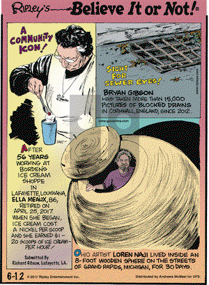 Ripley's Believe It or Not on Monday June 12, 2017 Comic Strip