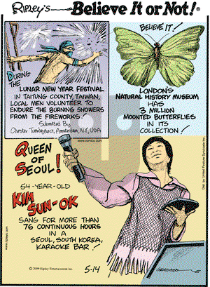 Ripley's Believe It or Not on Thursday May 14, 2009 Comic Strip