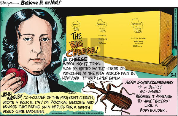 Ripley's Believe It or Not on Sunday March 1, 2015 Comic Strip