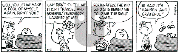 Peanuts on Friday March 9, 1990 Comic Strip