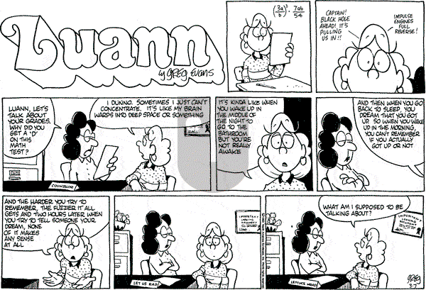 Luann on Sunday March 7, 1993 Comic Strip