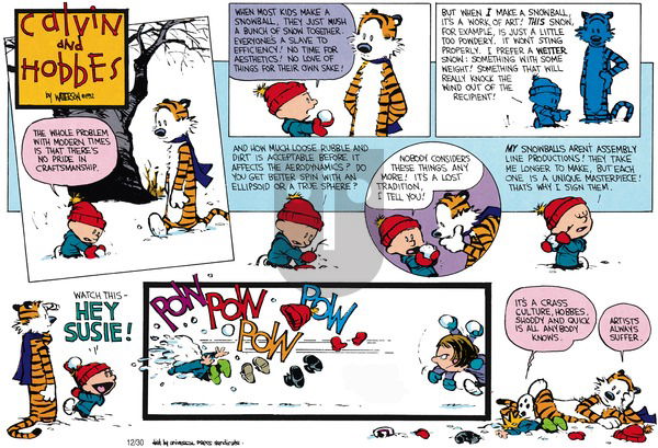 Calvin and Hobbes on Sunday February 16, 1992 Comic Strip