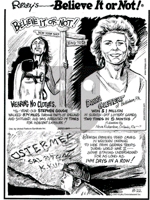 Ripley's Believe It or Not on Monday August 22, 2005 Comic Strip